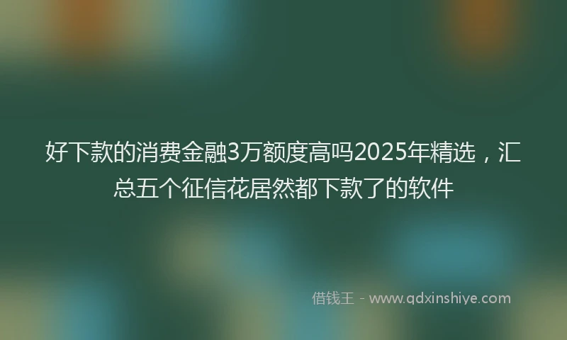 好下款的消费金融3万额度高吗2025年精选，汇总五个征信花居然都下款了的软件