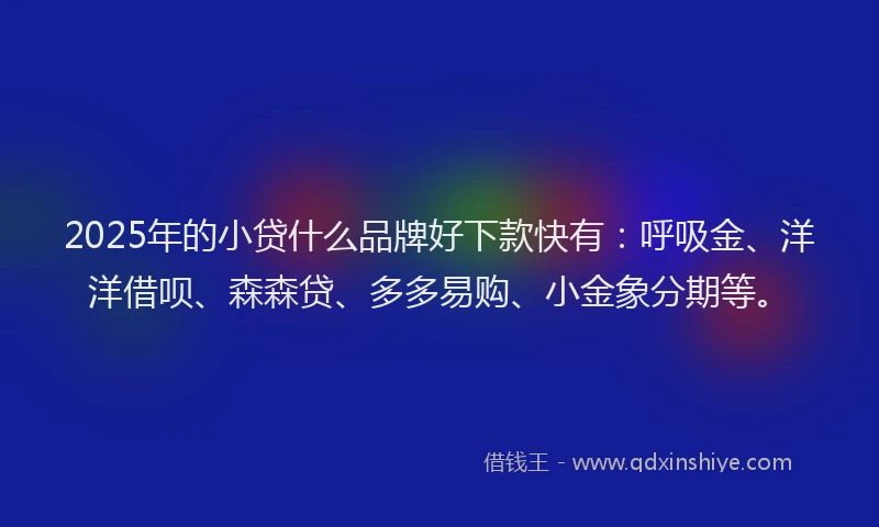 2025年的小贷什么品牌好下款快有：呼吸金、洋洋借呗、森森贷、多多易购、小金象分期等。