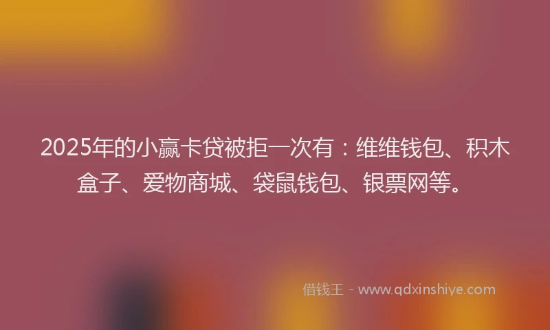 2025年的小赢卡贷被拒一次有：维维钱包、积木盒子、爱物商城、袋鼠钱包、银票网等。
