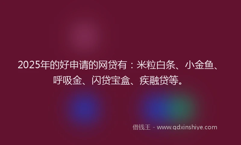 2025年的好申请的网贷有：米粒白条、小金鱼、呼吸金、闪贷宝盒、疾融贷等。