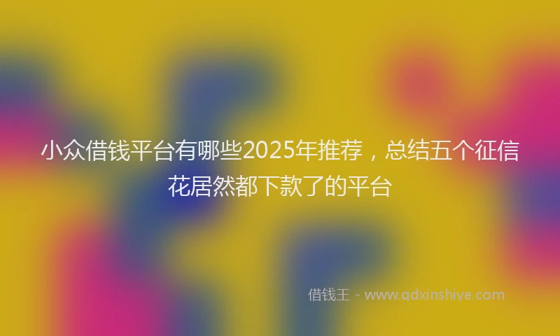 小众借钱平台有哪些2025年推荐，总结五个征信花居然都下款了的平台