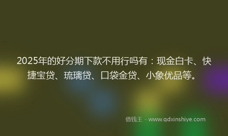 2025年的好分期下款不用行吗有：现金白卡、快捷宝贷、琉璃贷、口袋金贷、小象优品等。