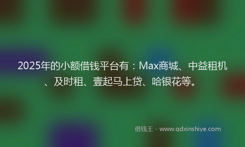 2025年的小额借钱平台有：Max商城、中益租机、及时租、壹起马上贷、哈银花等。
