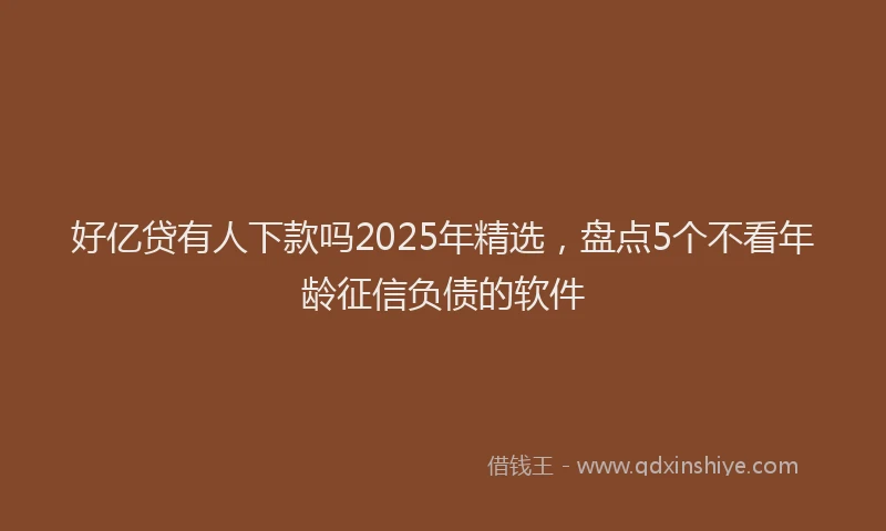 好亿贷有人下款吗2025年精选，盘点5个不看年龄征信负债的软件