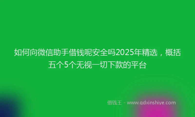 如何向微信助手借钱呢安全吗2025年精选，概括五个5个无视一切下款的平台