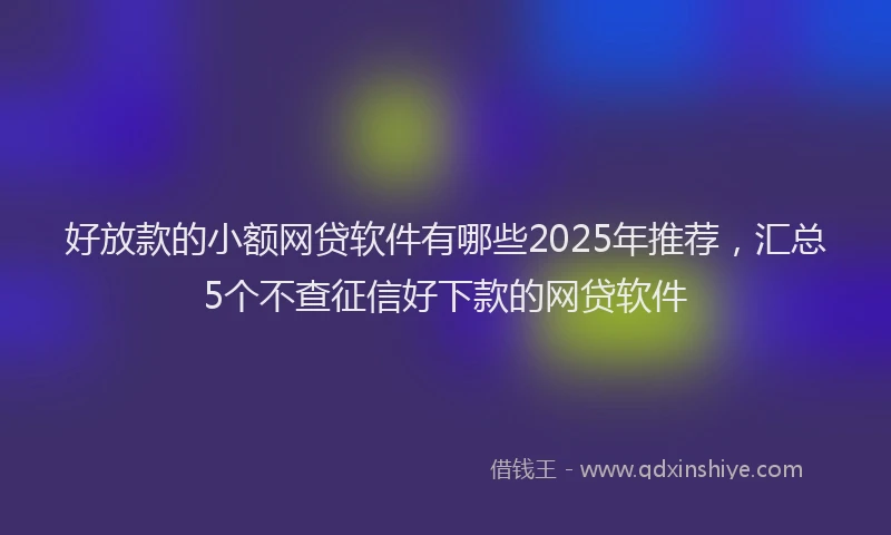 好放款的小额网贷软件有哪些2025年推荐，汇总5个不查征信好下款的网贷软件