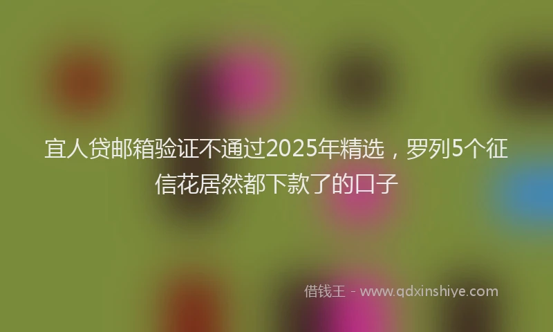 宜人贷邮箱验证不通过2025年精选，罗列5个征信花居然都下款了的口子