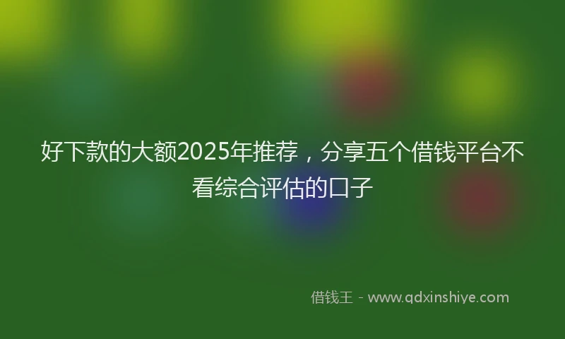 好下款的大额2025年推荐，分享五个借钱平台不看综合评估的口子