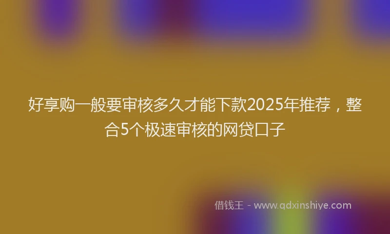 好享购一般要审核多久才能下款2025年推荐，整合5个极速审核的网贷口子