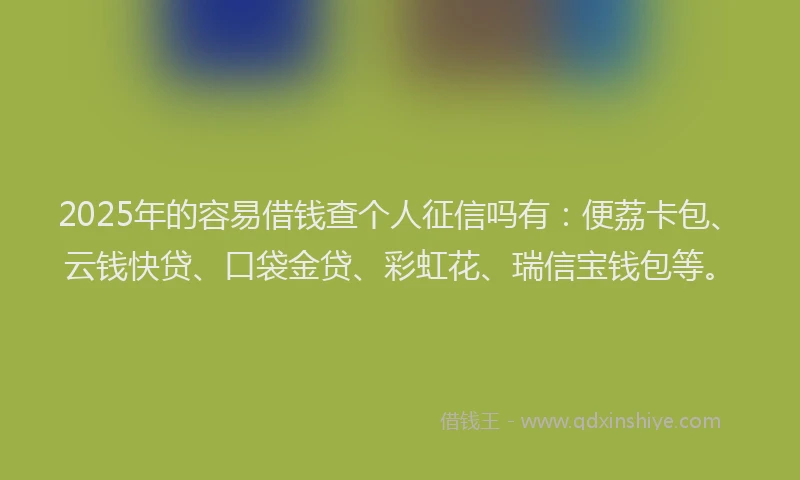 2025年的容易借钱查个人征信吗有：便荔卡包、云钱快贷、口袋金贷、彩虹花、瑞信宝钱包等。