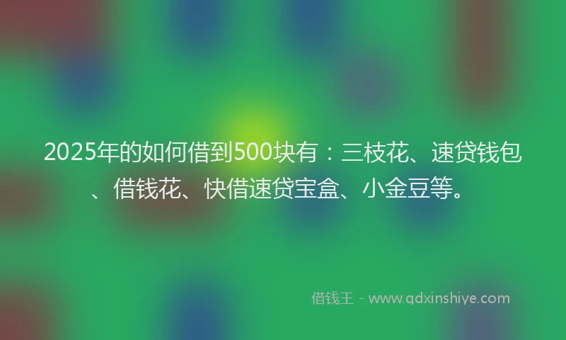 2025年的如何借到500块有：三枝花、速贷钱包、借钱花、快借速贷宝盒、小金豆等。