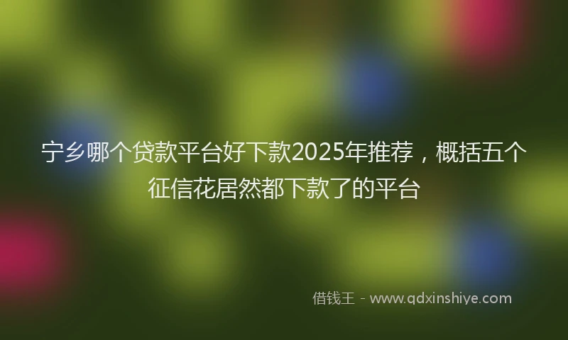 宁乡哪个贷款平台好下款2025年推荐，概括五个征信花居然都下款了的平台
