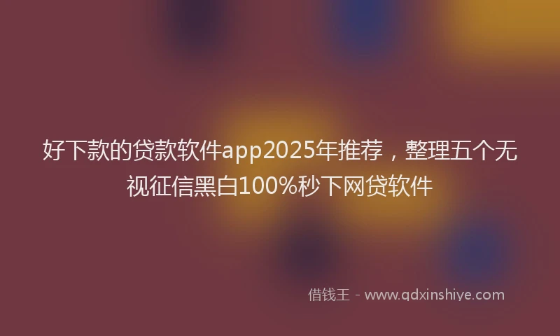 好下款的贷款软件app2025年推荐，整理五个无视征信黑白100%秒下网贷软件