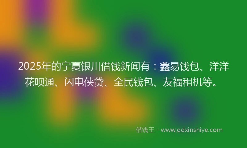 2025年的宁夏银川借钱新闻有：鑫易钱包、洋洋花呗通、闪电侠贷、全民钱包、友福租机等。