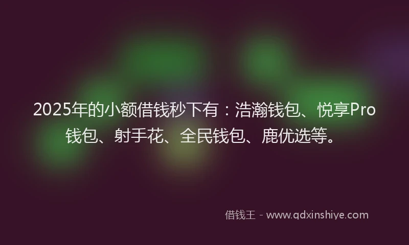 2025年的小额借钱秒下有：浩瀚钱包、悦享Pro钱包、射手花、全民钱包、鹿优选等。