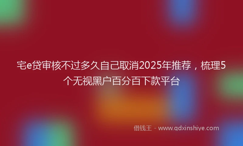 宅e贷审核不过多久自己取消2025年推荐，梳理5个无视黑户百分百下款平台