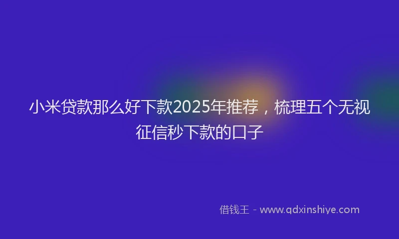 小米贷款那么好下款2025年推荐，梳理五个无视征信秒下款的口子