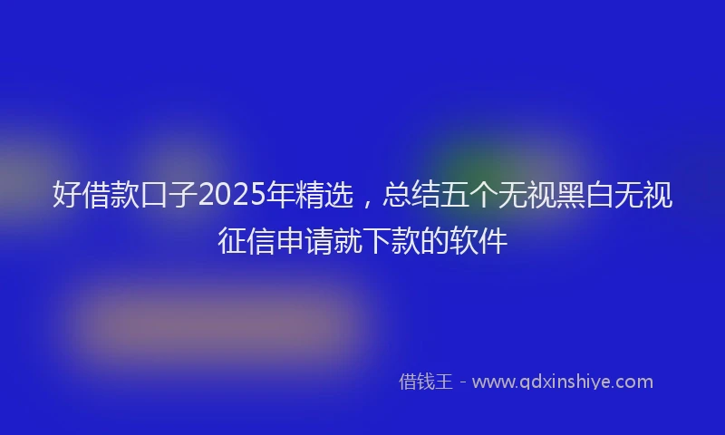好借款口子2025年精选，总结五个无视黑白无视征信申请就下款的软件