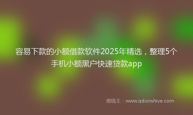 容易下款的小额借款软件2025年精选，整理5个手机小额黑户快速贷款app