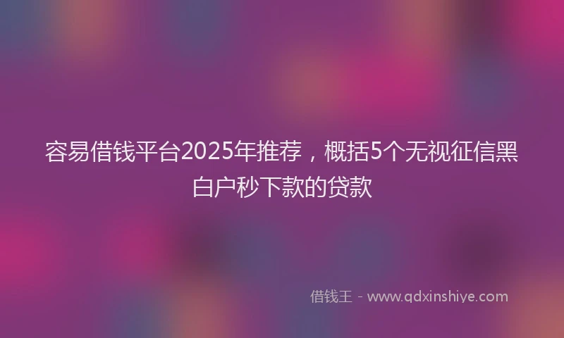 容易借钱平台2025年推荐，概括5个无视征信黑白户秒下款的贷款
