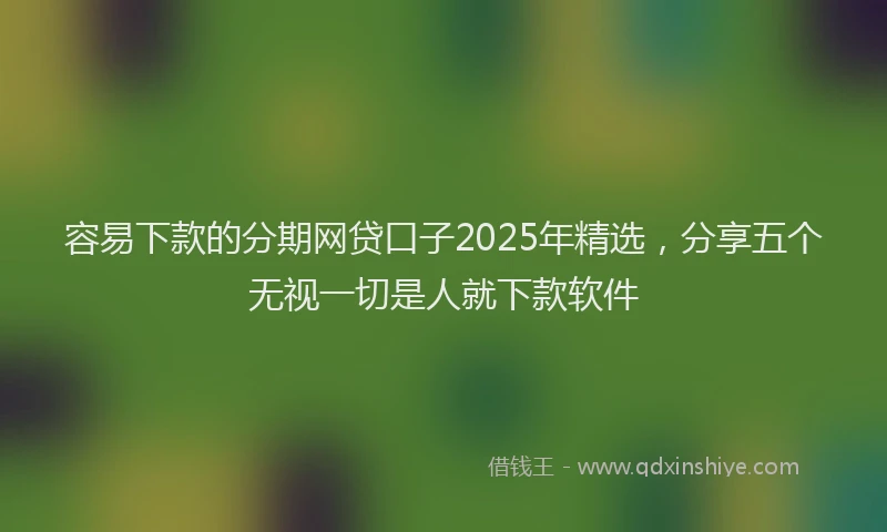 容易下款的分期网贷口子2025年精选，分享五个无视一切是人就下款软件