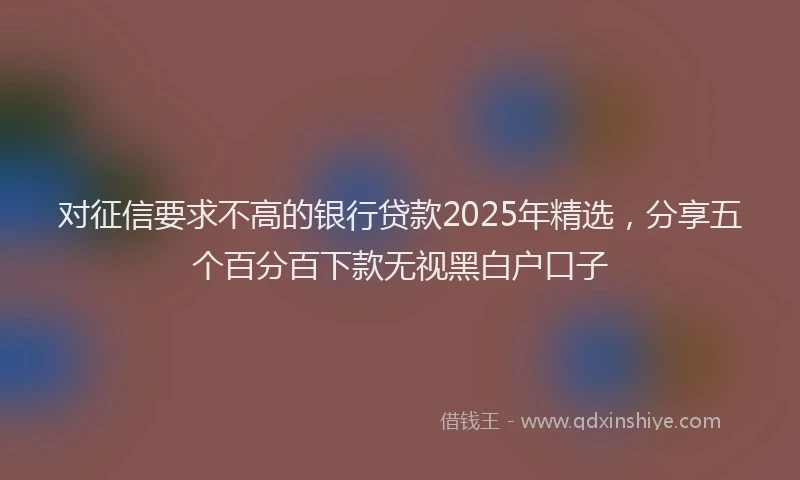 对征信要求不高的银行贷款2025年精选，分享五个百分百下款无视黑白户口子