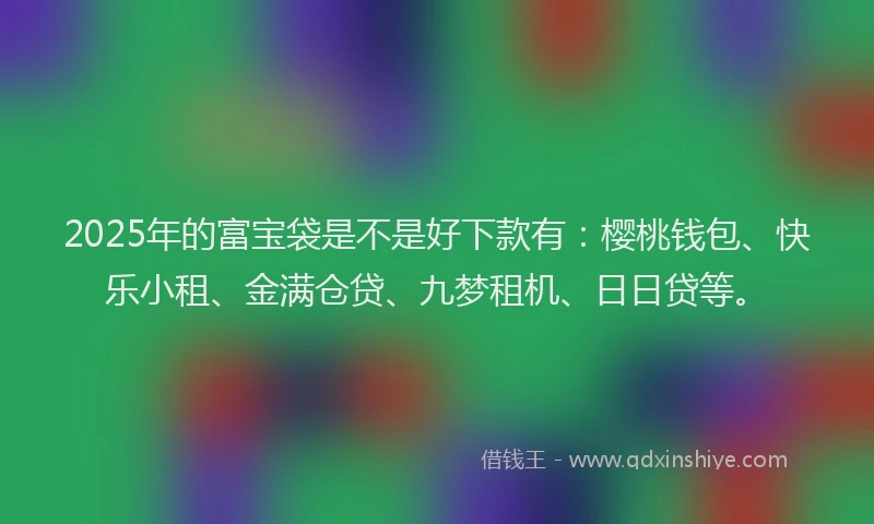 2025年的富宝袋是不是好下款有：樱桃钱包、快乐小租、金满仓贷、九梦租机、日日贷等。