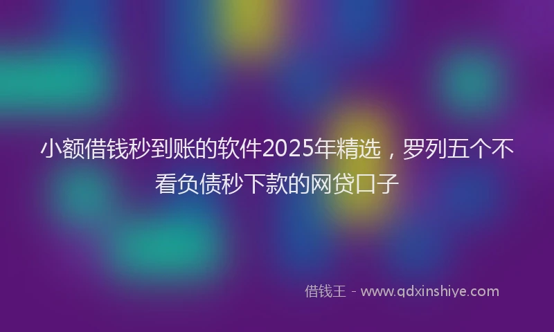 小额借钱秒到账的软件2025年精选，罗列五个不看负债秒下款的网贷口子