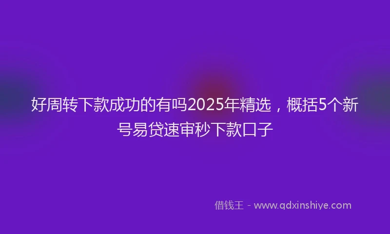 好周转下款成功的有吗2025年精选，概括5个新号易贷速审秒下款口子