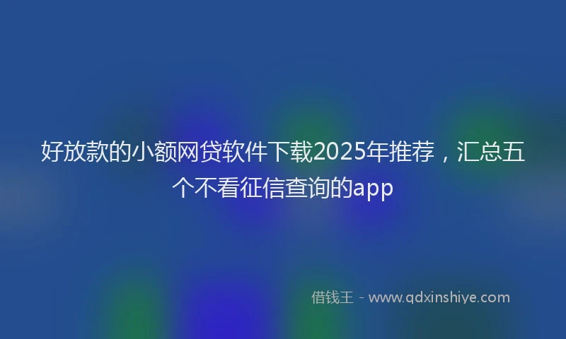 好放款的小额网贷软件下载2025年推荐，汇总五个不看征信查询的app