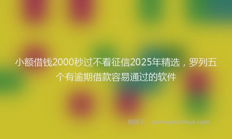 小额借钱2000秒过不看征信2025年精选，罗列五个有逾期借款容易通过的软件