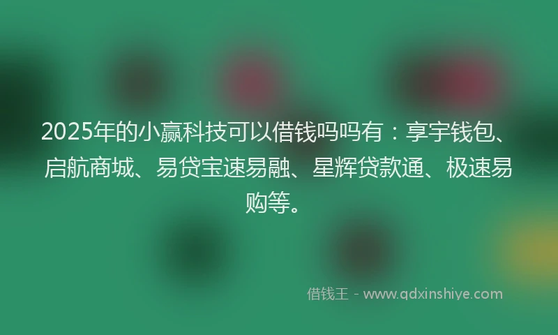 2025年的小赢科技可以借钱吗吗有：享宇钱包、启航商城、易贷宝速易融、星辉贷款通、极速易购等。