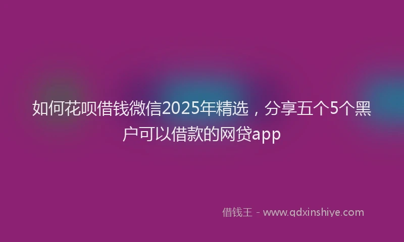 如何花呗借钱微信2025年精选，分享五个5个黑户可以借款的网贷app