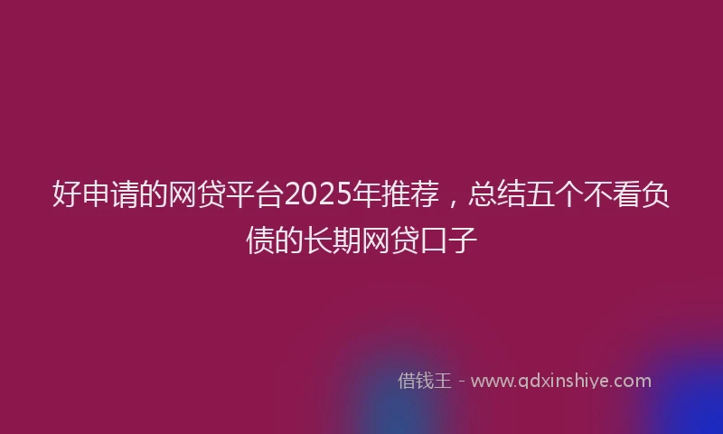好申请的网贷平台2025年推荐，总结五个不看负债的长期网贷口子