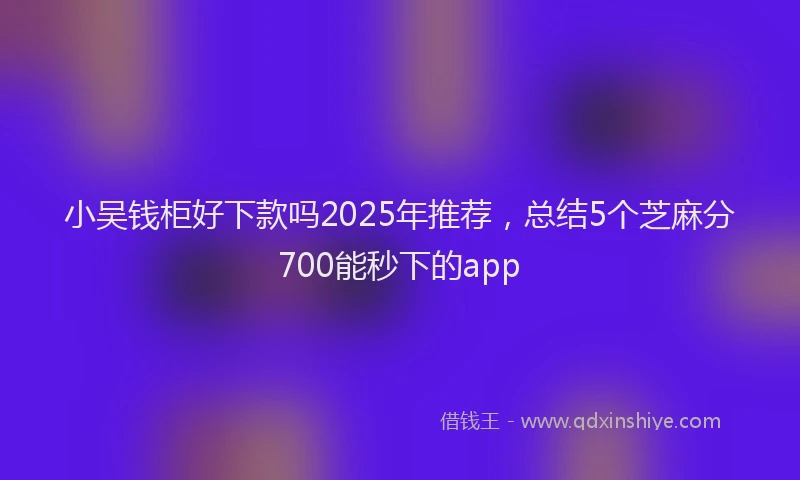 小吴钱柜好下款吗2025年推荐，总结5个芝麻分700能秒下的app