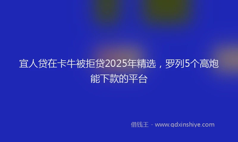 宜人贷在卡牛被拒贷2025年精选，罗列5个高炮能下款的平台