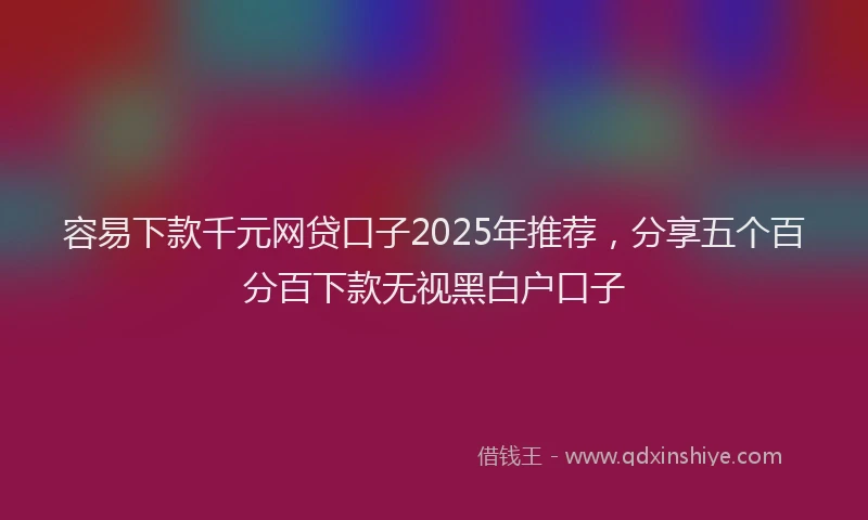 容易下款千元网贷口子2025年推荐，分享五个百分百下款无视黑白户口子