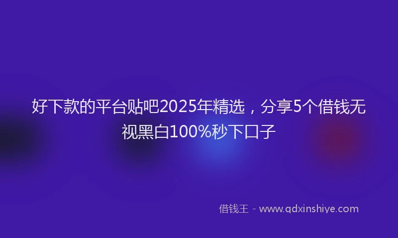 好下款的平台贴吧2025年精选，分享5个借钱无视黑白100%秒下口子