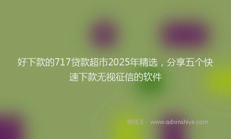 好下款的717贷款超市2025年精选，分享五个快速下款无视征信的软件