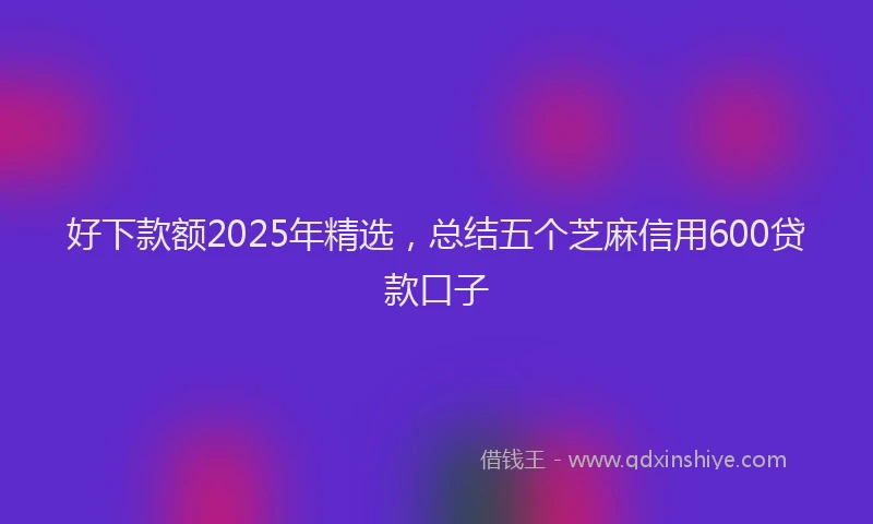 好下款额2025年精选，总结五个芝麻信用600贷款口子