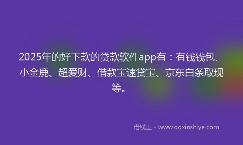 2025年的好下款的贷款软件app有：有钱钱包、小金鹿、超爱财、借款宝速贷宝、京东白条取现等。
