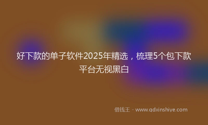好下款的单子软件2025年精选，梳理5个包下款平台无视黑白