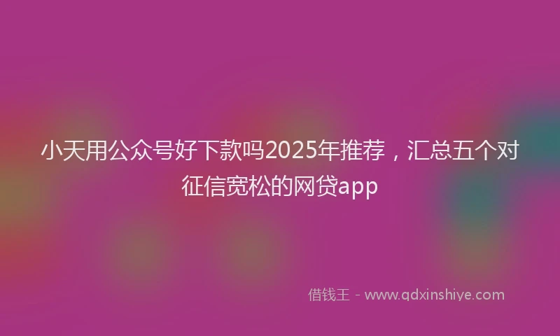小天用公众号好下款吗2025年推荐，汇总五个对征信宽松的网贷app