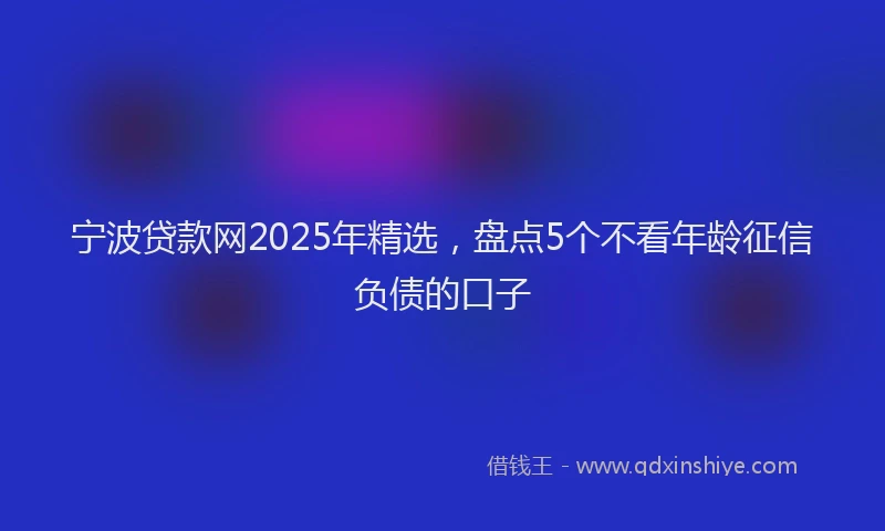宁波贷款网2025年精选，盘点5个不看年龄征信负债的口子