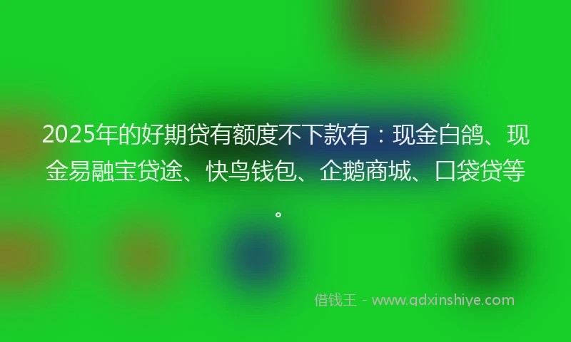 2025年的好期贷有额度不下款有：现金白鸽、现金易融宝贷途、快鸟钱包、企鹅商城、口袋贷等。