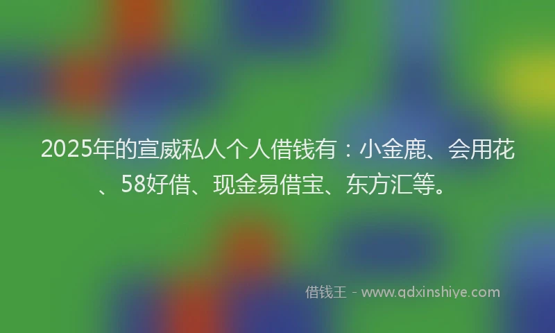 2025年的宣威私人个人借钱有：小金鹿、会用花、58好借、现金易借宝、东方汇等。