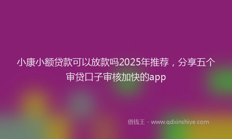 小康小额贷款可以放款吗2025年推荐，分享五个审贷口子审核加快的app
