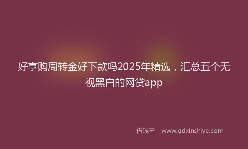 好享购周转金好下款吗2025年精选，汇总五个无视黑白的网贷app