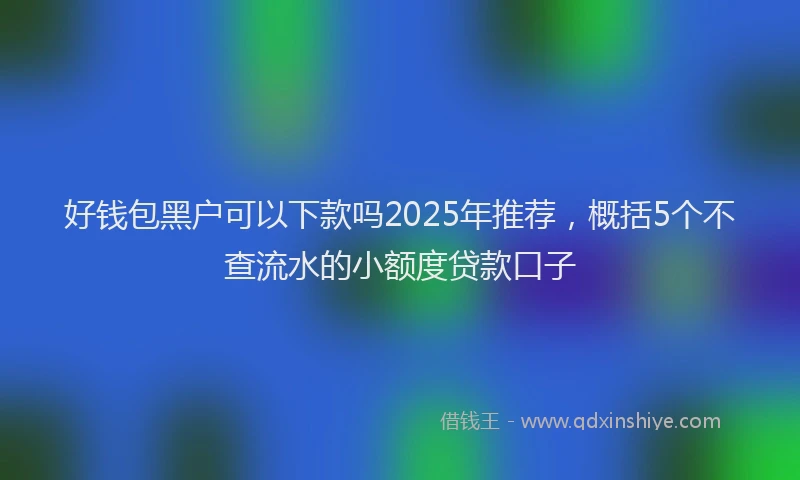 好钱包黑户可以下款吗2025年推荐，概括5个不查流水的小额度贷款口子