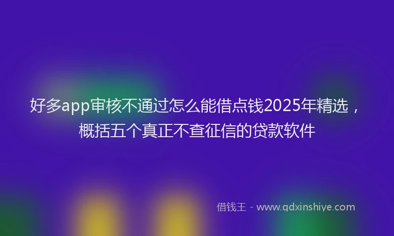 好多app审核不通过怎么能借点钱2025年精选，概括五个真正不查征信的贷款软件